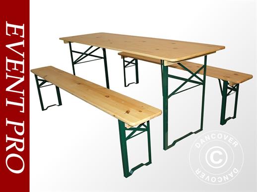 Biertisch-Set PRO 220x60x78cm, Leichtes Holz