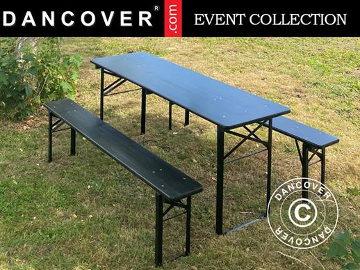 Conjunto de Mesa de Cerveja PRO 200x60x78cm, Preto