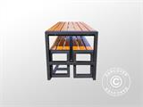 Stol za piknik s 2 klupe, 166x70cm/150x30cm, Tamno drvo/Crna