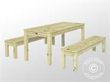 Drveni stol s klupama – komplet, 0,74x1,8x0,75m, Prirodna