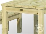 Tisch- und Bankgarnitur aus Holz, 0,74x1,8x0,75m, Natur