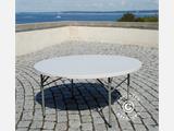 Round folding table 154 cm Ø + 8 chairs, Light grey/White