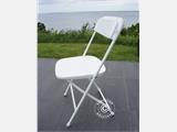 Round folding table 154 cm Ø + 8 chairs, Light grey/White