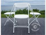 Round folding table 154 cm Ø + 8 chairs, Light grey/White