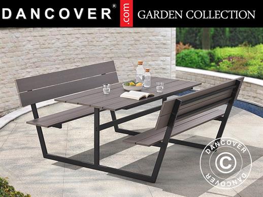 Picnic table w/backrest, nonwood, 1.75x1.86 m, Black/Anthracite