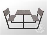 Mesa de picnic con respaldo, aglomerado, 1,75x1,86m, Negro/Antracita