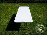 Party package, 1 folding table (180 cm) + 2 folding benches (183 cm), Light grey