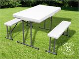 Camping table (113 cm) + 2 folding benches (95 cm)