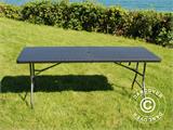Folding Table PRO, Rattan-look, 182x74x74 cm, Black