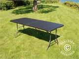 Folding Table PRO, Rattan-look, 182x74x74 cm, Black