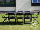 Party package, 1 folding table PRO (182 cm) + 8 chairs, Black