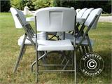Party package, 1 folding table PRO (182 cm) + 8 chairs, Light grey/White