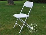 Parti forfait, 1 table pliante (180cm) + 8 chaises pliantes, Gris clair/Blanc