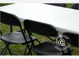 Pacchetto party, 1 tavolo pieghevole (180cm) + 8 sedie, Grigio chiaro/Nero