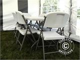 Conjunto para fiesta, 1 mesa plegable (180cm) + 8 sillas, Gris claro/Blanco
