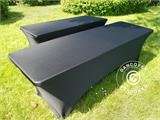 Housse de table stretch 244x75x74cm, Noir