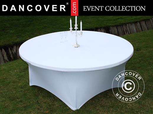 Stretch table cover Ø183x74 cm, White