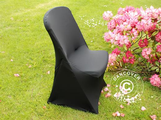 Stretch chair cover 48x43x89 cm, Black (10 pcs.) ONLY 1 SET LEFT