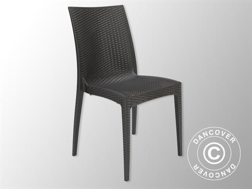 Stapelbare stoel, Rattan Bistrot, Antraciet, 1 stuks NOG SLECHTS 1 ST.