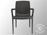 Stapelbare stoel met armleuning, Boheme, Antraciet, 6 stuks NOG SLECHTS 3 SETS