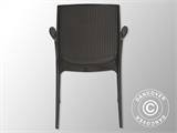 Stapelbare stoel met armleuning, Boheme, Antraciet, 6 stuks NOG SLECHTS 3 SETS