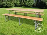 Beer Table Set 240x60x76 cm, Light wood