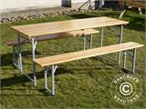 Ensemble table et bancs de brasserie 180x60x76cm, Bois clair, RESTE SEULEMENT 1 PC