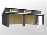 Garagem dupla/Abrigo para carro de madeira Vaasa, 7,8x5,2x3,21m, 44mm, Cinza escura