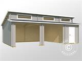 Garagem dupla/Abrigo para carro de madeira Vaasa, 7,8x5,2x3,21m, 44mm, Cinza clara