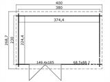 Abrigo de madeira Asker 3,8x2,3x2,11m, 28mm, Natural