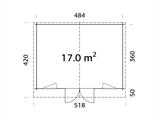 Cabaña de Madera, 5,04x3,8x2,45m, 17m², Madera Natural