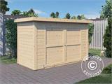 Bertilo redskapsbod i trä Wallstore Velo, 2,06x1,02x1,35m, 2,1m², Naturlig