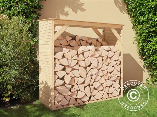 Abri de stockage pour bois, Bertilo Fineline 2, 1,66x0,75x1,7m, Naturel